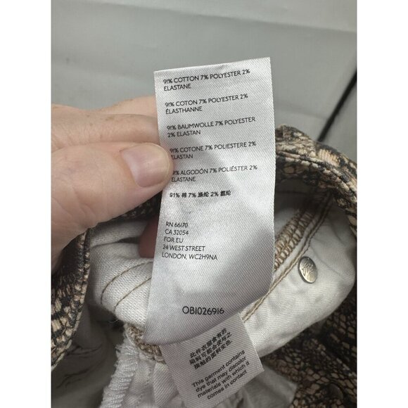 We The Free People Two Tone Shane Print Skinny Jean Women 26 Brown Raw Hem - Picture 6 of 10